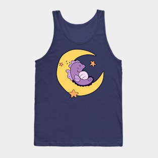 Purple Seahorse Sleeping on a Crescent Moon Tank Top